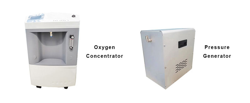 Oxygen concentrator and pressure generator of hyperbaric chamber